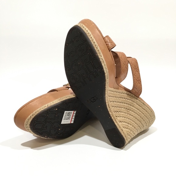 UGG Hedy Emboss Platform Wedge Espadrille Sandals -Chestnut -US 10 -NEW - Picture 6 of 7
